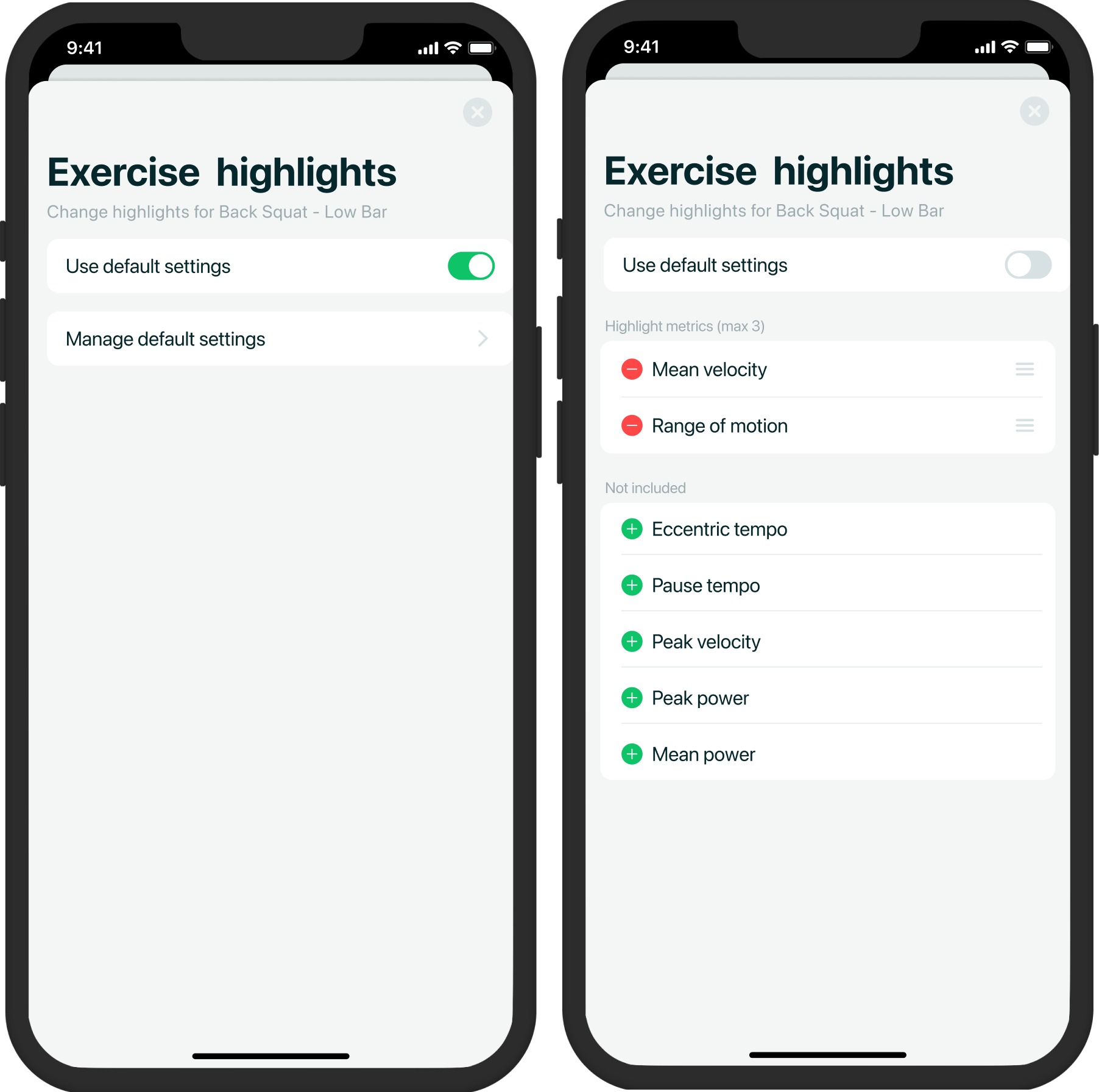 Velocity based training, barbell tracking app with full customisation to match your training goals, Metric VBT