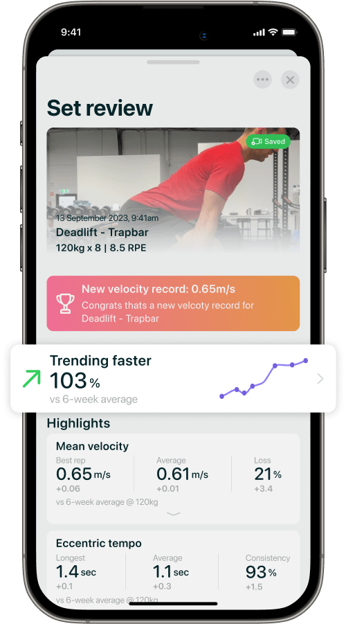 The Metric VBT app with the Readiness Trends card highlighted
