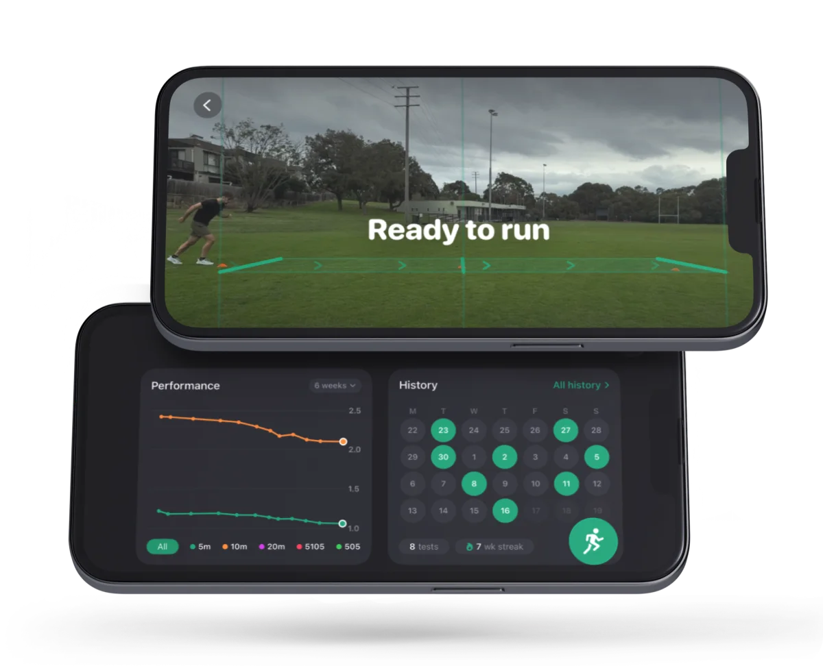 iPhone running Metric Sprint showing automatic sprint timing